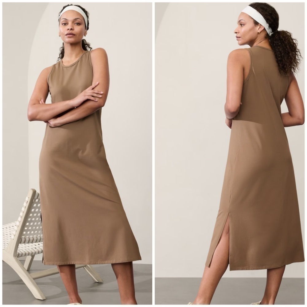 ATHLETA ESSENTIAL MIDI DRESS in Pyrite Small #850881